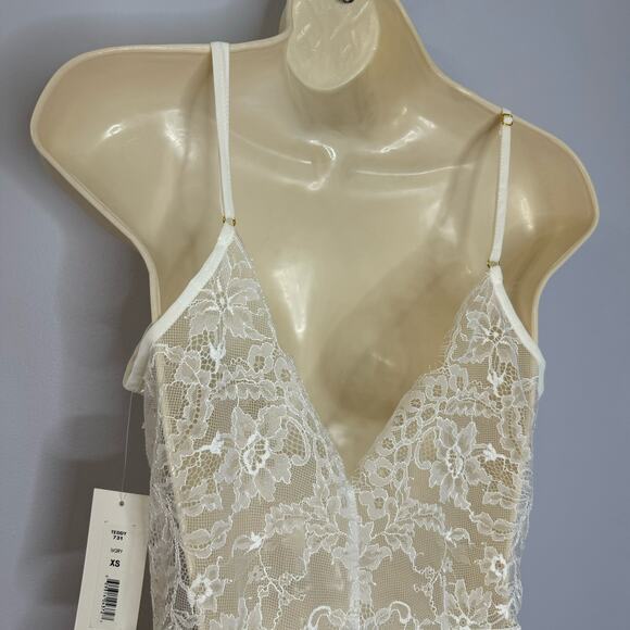 Anthropologie Rya Collection Eleanor Teddy Lace Bodysuit Romantic Sexy White XS - Picture 7 of 11